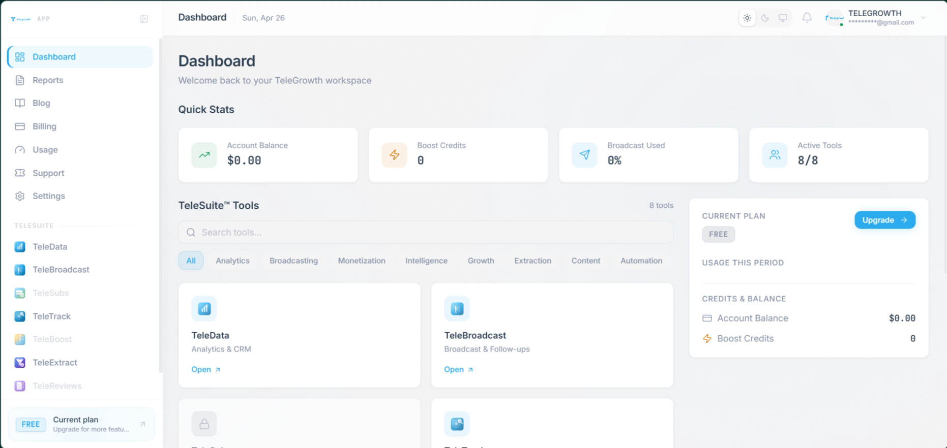TeleGrowth dashboard preview