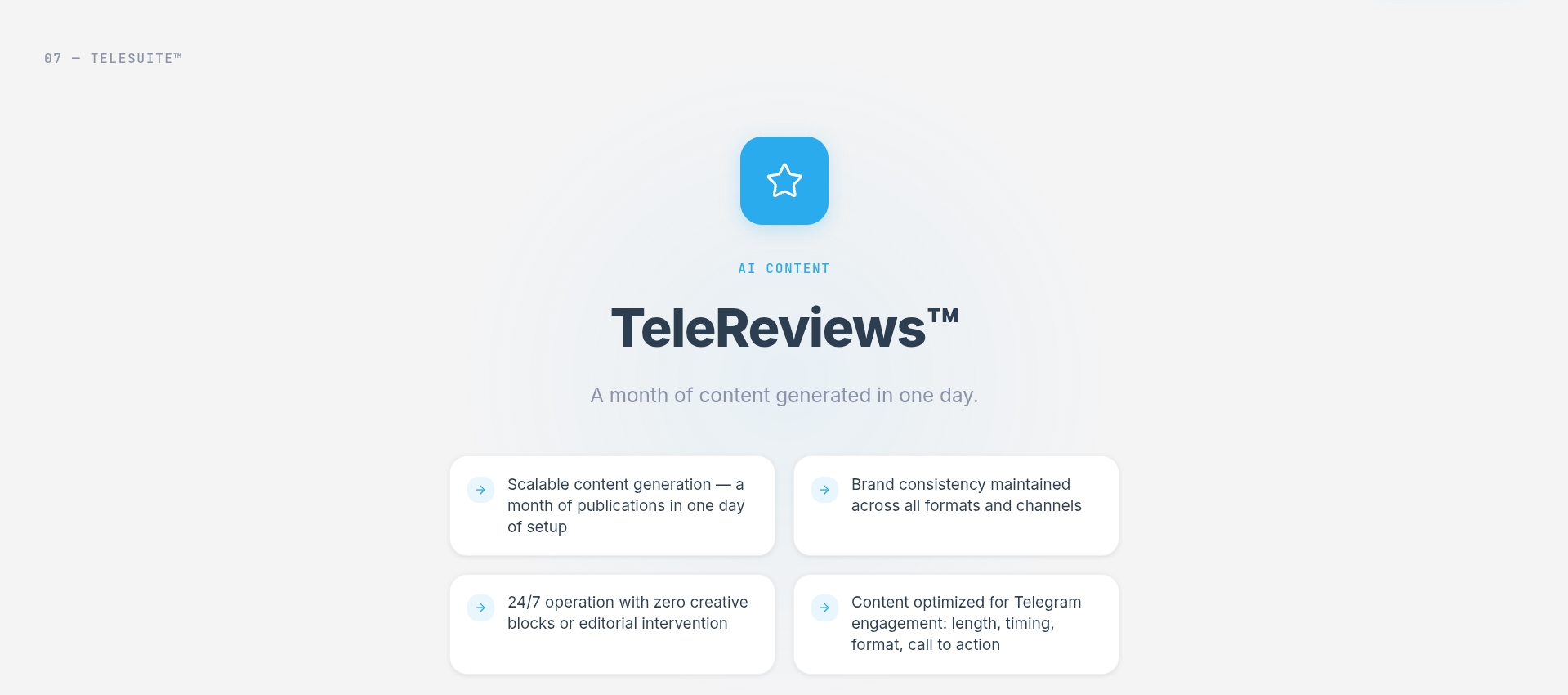 TeleReviews™ interface